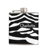 Gepersonaliseerd zwart-wit zebrapatroon heupfles (Voorkant)