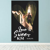 Gepersonaliseerd zwart-withuwelijk canvas afdruk (Insitu (Houten vloer))