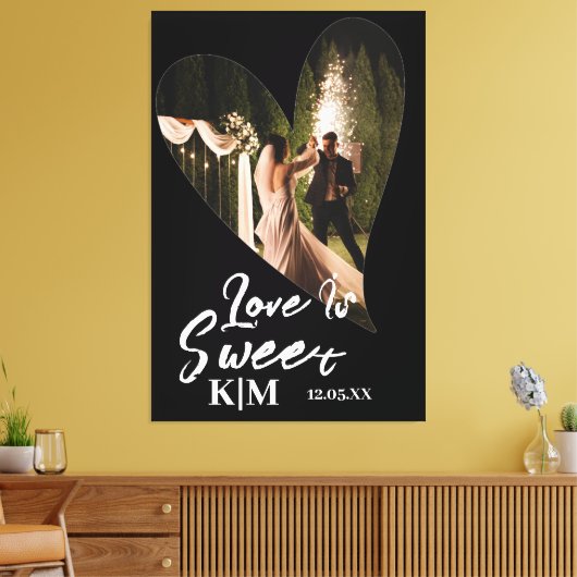 Gepersonaliseerd zwart-withuwelijk canvas afdruk (Insitu (Woonkamer))