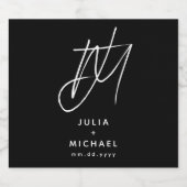 Gepersonaliseerd zwart-withuwelijk sparkling wijnetiket (Enkel label)