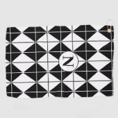 Gepersonaliseerd zwart-witpatroon golfhanddoek (Horizontaal)