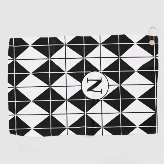 Gepersonaliseerd zwart-witpatroon golfhanddoek (Horizontaal)