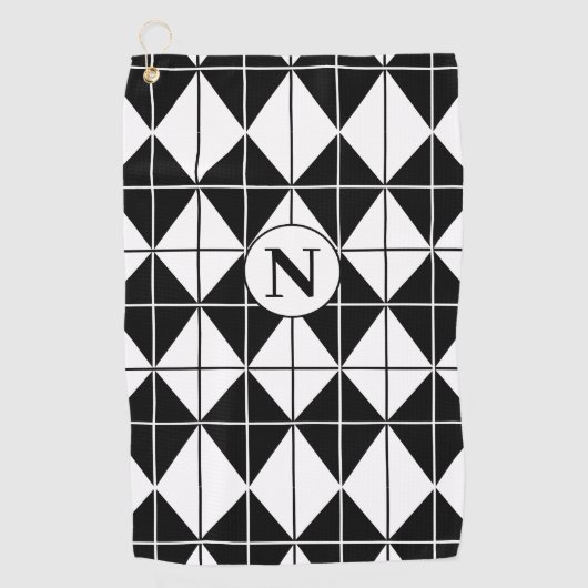 Gepersonaliseerd zwart-witpatroon golfhanddoek (Voorkant)