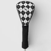 Gepersonaliseerd zwart-witpatroon golfheadcover (Voorkant)