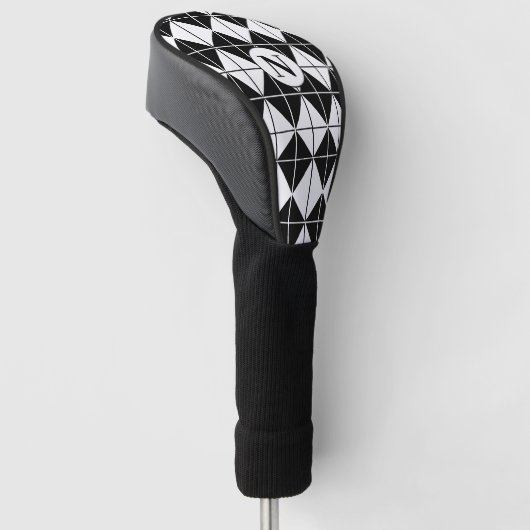 Gepersonaliseerd zwart-witpatroon golfheadcover (Schuin)