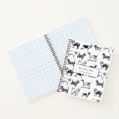 Gepersonaliseerd zwart-witpatroon met honden notitieboek (Binnen)