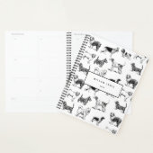 Gepersonaliseerd zwart-witpatroon met honden planner (Display)