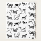 Gepersonaliseerd zwart-witpatroon met honden planner (Achterkant)