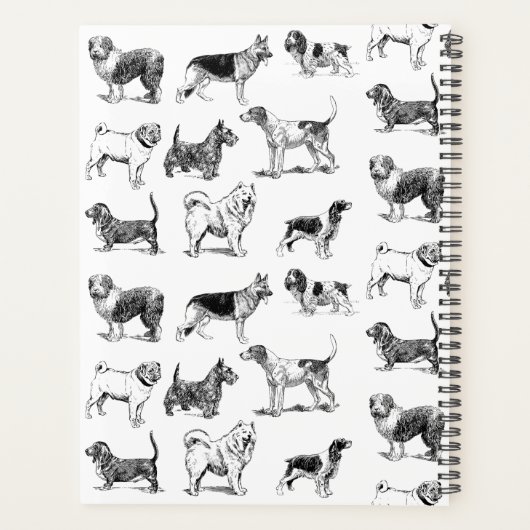 Gepersonaliseerd zwart-witpatroon met  honden planner (Achterkant)