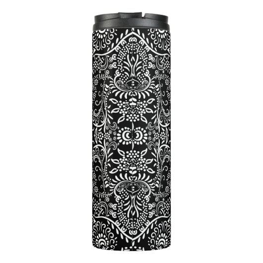 Gepersonaliseerd zwart-witpatroon thermosbeker (Achterkant)