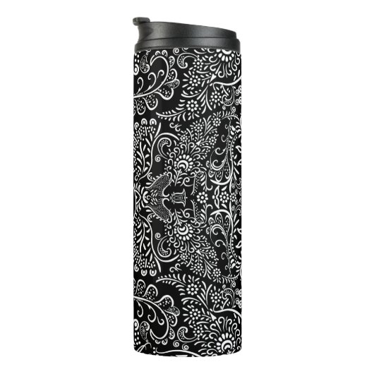 Gepersonaliseerd zwart-witpatroon thermosbeker (Geroteerd rechts)