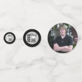 Gepersonaliseerd Zwart Zilver Afstuderen Confetti (Voorkanten)