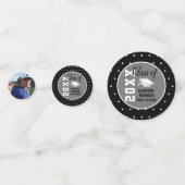 Gepersonaliseerd Zwart Zilver Afstuderen Confetti (Achterkanten)