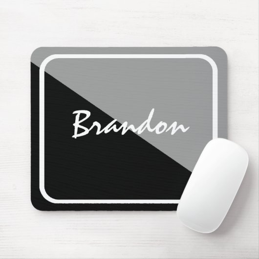 Gepersonaliseerd zwart & zilver Mousepad met lage Muismat (Met muis)
