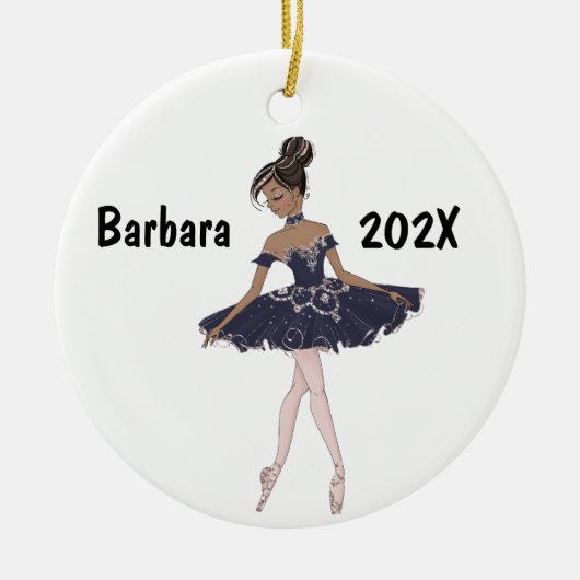 Gepersonaliseerd zwarte Ballerina boom Keramisch Ornament (Voorkant)