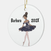 Gepersonaliseerd zwarte Ballerina boom Keramisch Ornament (Links)