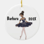 Gepersonaliseerd zwarte Ballerina boom Keramisch Ornament (Achterkant)