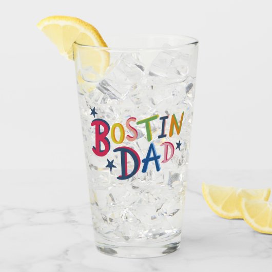 Gepersonaliseerd zwarte Bostin Pap Land Glas (Voorkant ijs)