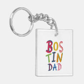 Gepersonaliseerd zwarte Bostin Pap Land Sleutelhanger (Voorkant Links)