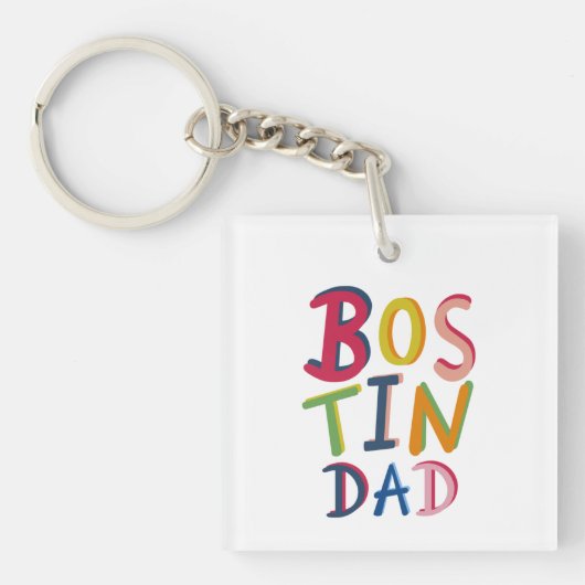 Gepersonaliseerd zwarte Bostin Pap Land Sleutelhanger (Voorkant)