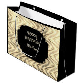 Gepersonaliseerd Zwarte en Goud Groot Cadeauzakje (Voorkant Gekanteld)