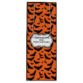 Gepersonaliseerd zwarte en Oranje Halloween vleerm Wijn Cadeautas (Voorkant)