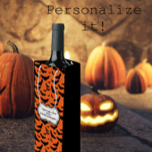 Gepersonaliseerd zwarte en Oranje Halloween vleerm Wijn Cadeautas