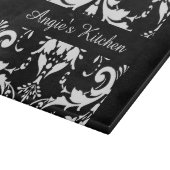 Gepersonaliseerd zwarte en witte Damask Kitchen Ga Snijplank (Hoek)