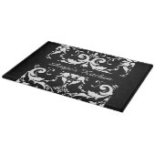 Gepersonaliseerd zwarte en witte Damask Kitchen Ga Snijplank (Hoek)
