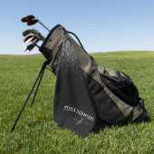 Gepersonaliseerd zwarte Glitter Modern Monogram Na Golfhanddoek (Groen)