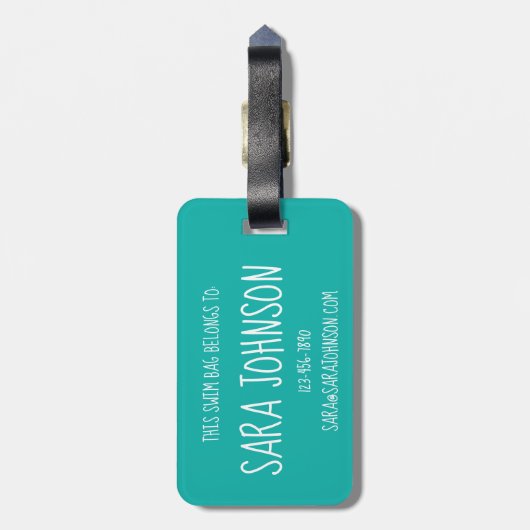 Gepersonaliseerd zwembad Gesynchroniseerd zwembaar Bagagelabel (Achterkant verticaal)