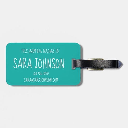 Gepersonaliseerd zwembad Gesynchroniseerd zwembaar Bagagelabel (Achterkant horizontaal)