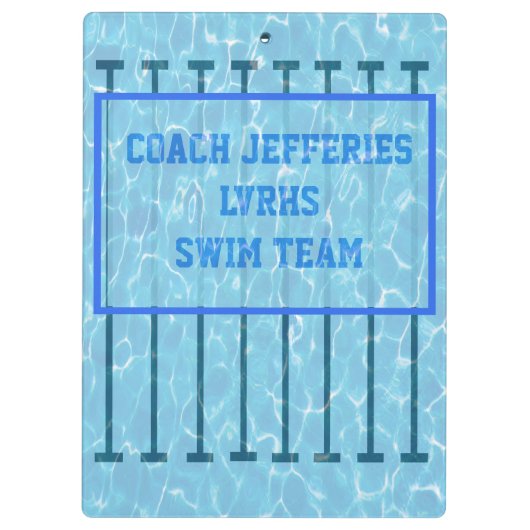 Gepersonaliseerd zwembad met zwemcoach klembord (Achterkant)