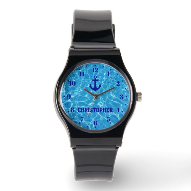 Gepersonaliseerd zwembadwateranker horloge (Voorkant)