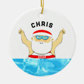 gepersonaliseerd zwemmen, verzamelbaar keramisch ornament (Voorkant)