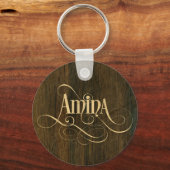 Gepersonaliseerd Zwirly Manuscript Amina Wood Vene Sleutelhanger (Voorkant)