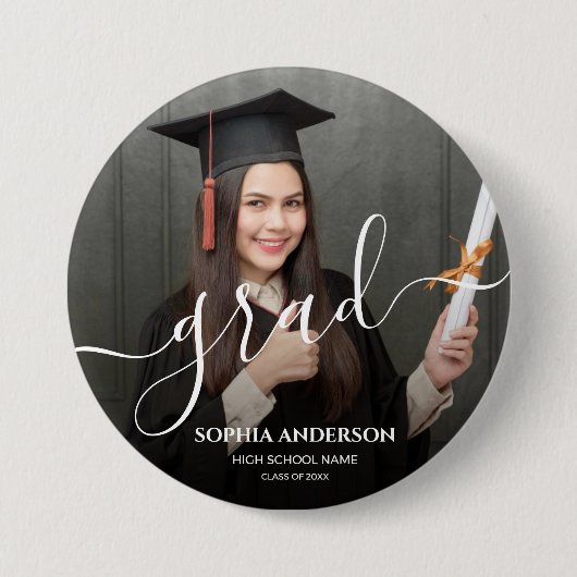 gepersonaliseerdAfgestudeerd Eenvoudig Modern Scri Ronde Button 7,6 Cm (Voorkant)