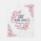 Gepersonaliseerde 100e verjaardag cadeaus voor vro fleece deken (Voorkant)