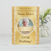 Gepersonaliseerde, 100e verjaardag Party uitnodigi Kaart (Staand voorkant)