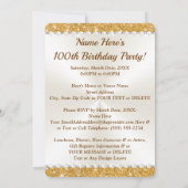 Gepersonaliseerde, 100e verjaardag Party uitnodigi Kaart (Achterkant)