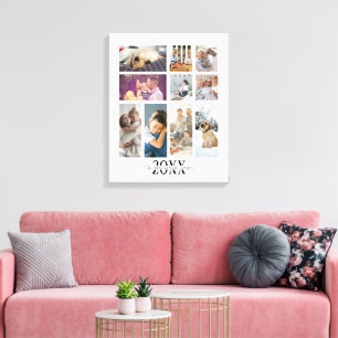 Gepersonaliseerde 10 foto- en tekstfamiliecatalogu canvas afdruk