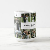 Gepersonaliseerde 10 Foto met Paar Naam & Monogram Koffiemok (Center)
