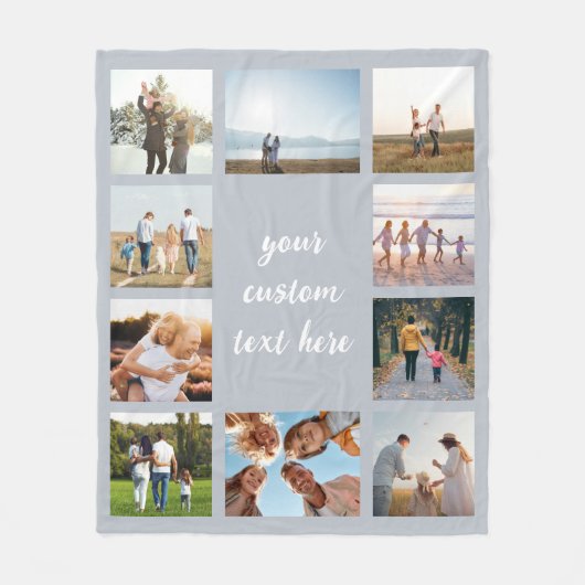 Gepersonaliseerde 10 Fotocollage Fleece Deken (Voorkant)