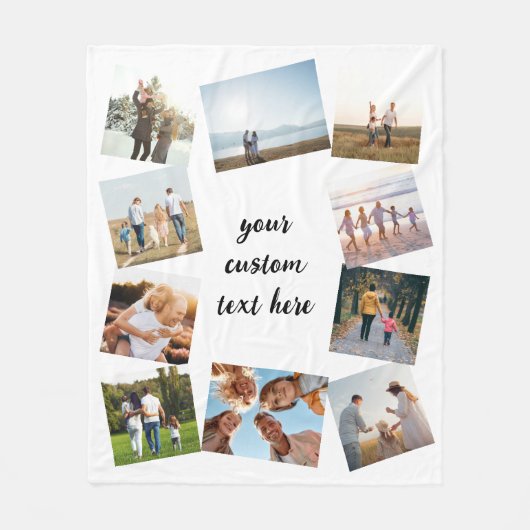 Gepersonaliseerde 10 Fotocollage Fleece Deken (Voorkant)