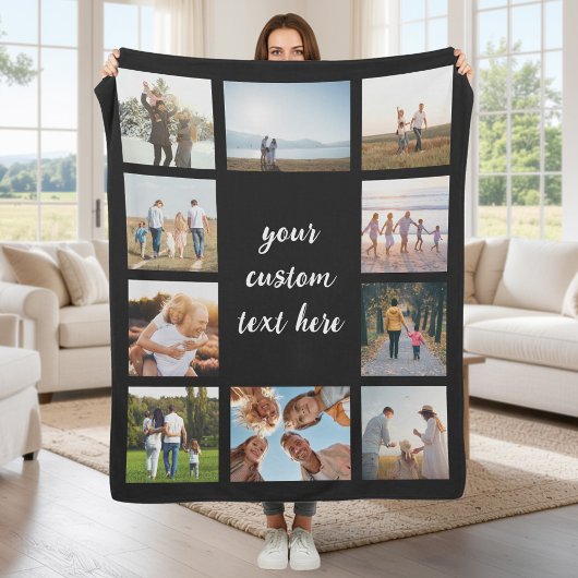 Gepersonaliseerde 10 Fotocollage Fleece Deken