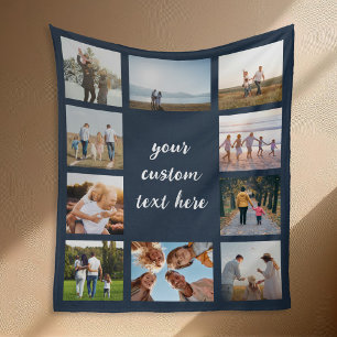 Gepersonaliseerde 10 Fotocollage Fleece Deken