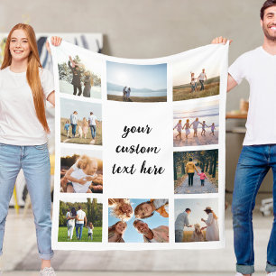 Gepersonaliseerde 10 Fotocollage Fleece Deken