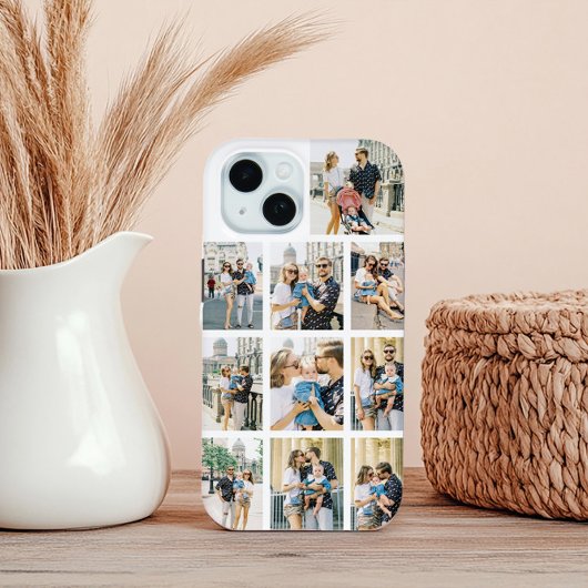 Gepersonaliseerde 10 Fotocollage iPhone 15 Case