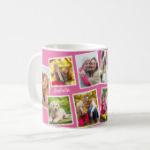 Gepersonaliseerde 10 Fotocollage Roze Koffiemok (Voorkant links)