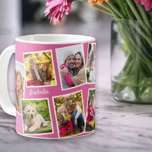 Gepersonaliseerde 10 Fotocollage Roze Koffiemok